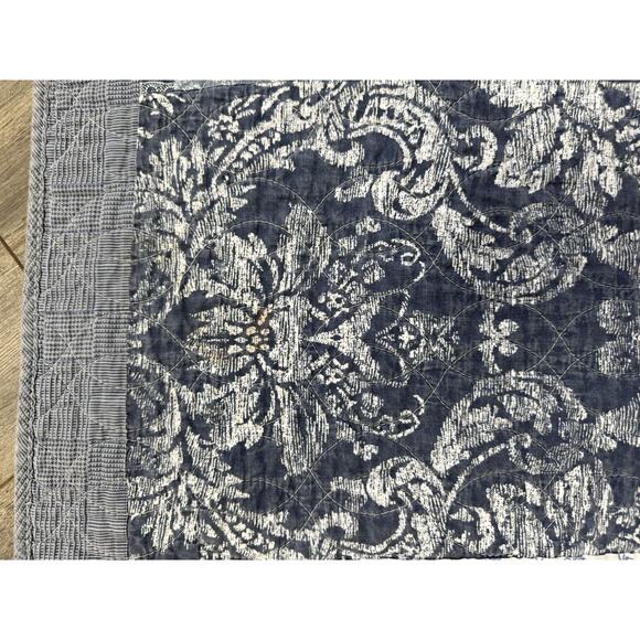 Country Living Quilt Denim Blue Patchwork Queen Quilt Set Cotton 80x84 (2) Shams - Picture 4 of 14